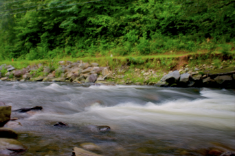 A fast flowing river.
