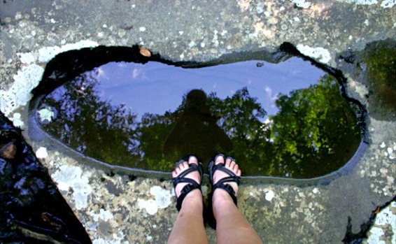 feet in a puddle